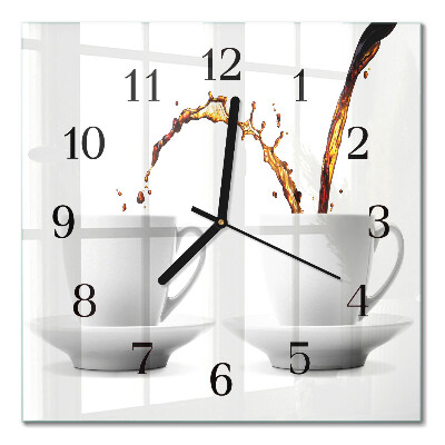 Quadrato orologio da parete Tazze di caffè