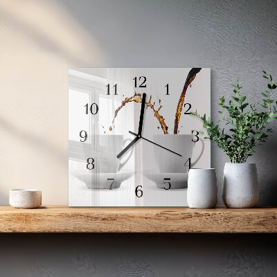 Quadrato orologio da parete Tazze di caffè