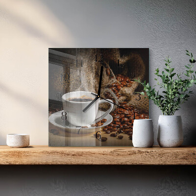 Quadrato orologio da parete Caffè