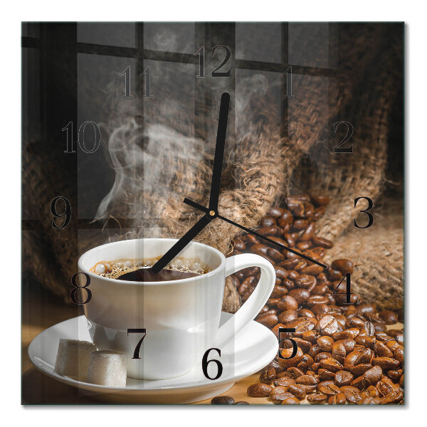 Quadrato orologio in vetro decorativo Caffè