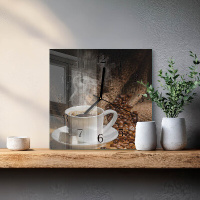Quadrato orologio in vetro decorativo Caffè