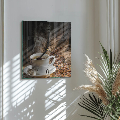 Quadrato orologio in vetro decorativo Caffè