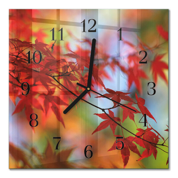 Orologio quadrato in vetro Foglie d'acero