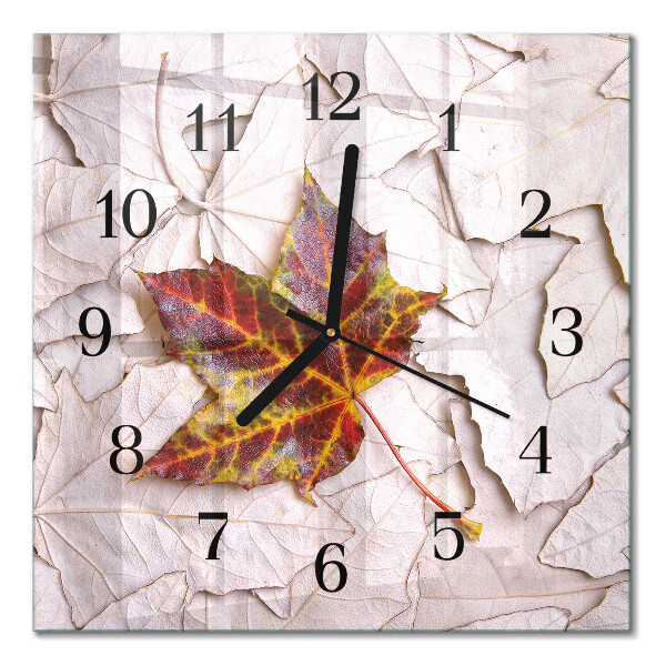 Quadrato orologio in vetro decorativo Foglia d'acero