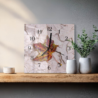 Quadrato orologio in vetro decorativo Foglia d'acero