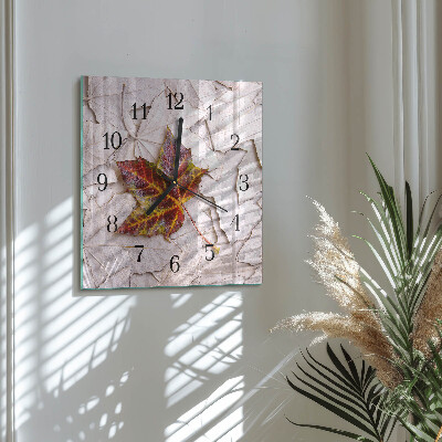 Quadrato orologio in vetro decorativo Foglia d'acero