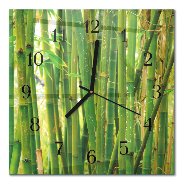 Quadrato orologio in vetro decorativo Bambù