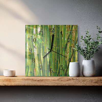 Quadrato orologio in vetro decorativo Bambù