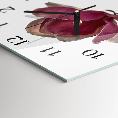 Orologio quadrato in vetro Fiore di magnolia