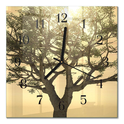 Quadrato orologio da parete Albero