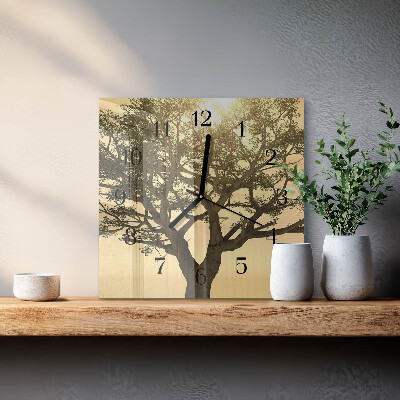 Quadrato orologio da parete Albero
