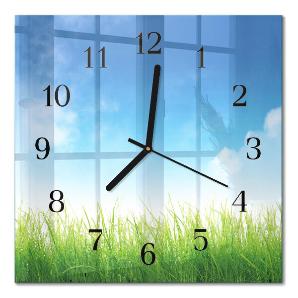 Quadrato orologio in vetro decorativo Erba
