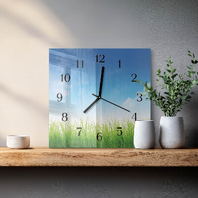 Quadrato orologio in vetro decorativo Erba
