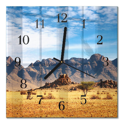 Orologio quadrato in vetro Montagne