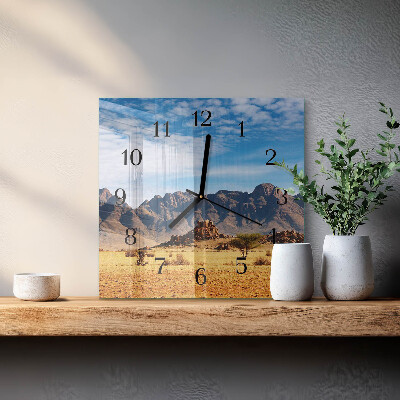 Orologio quadrato in vetro Montagne