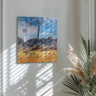 Orologio quadrato in vetro Montagne
