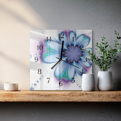 Quadrato orologio in vetro decorativo Fiore