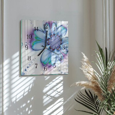 Quadrato orologio in vetro decorativo Fiore