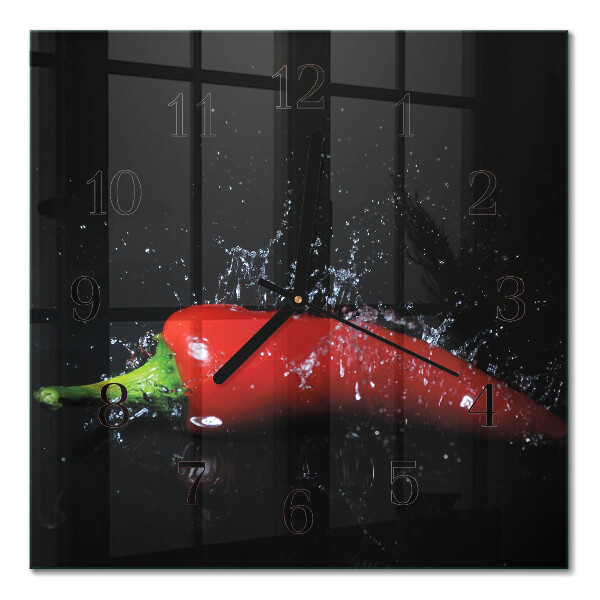 Quadrato orologio in vetro decorativo Peperoncini