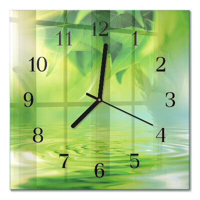 Orologio quadrato in vetro Foglie