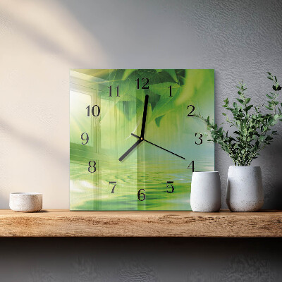 Orologio quadrato in vetro Foglie