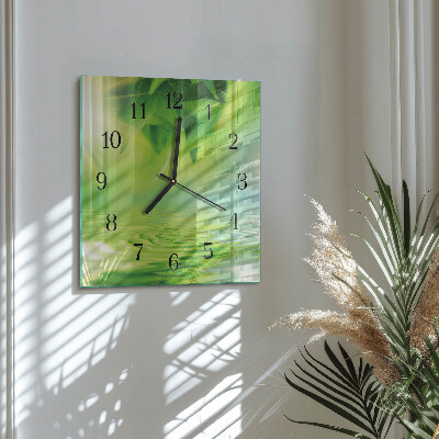 Orologio quadrato in vetro Foglie