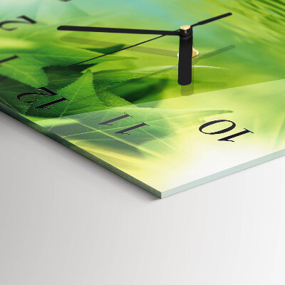 Orologio quadrato in vetro Foglie