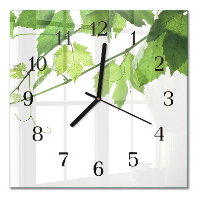 Orologio quadrato in vetro Foglie