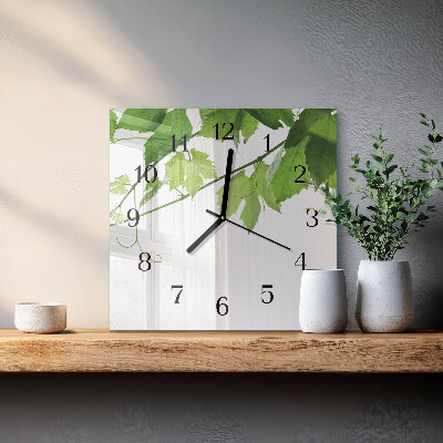 Orologio quadrato in vetro Foglie