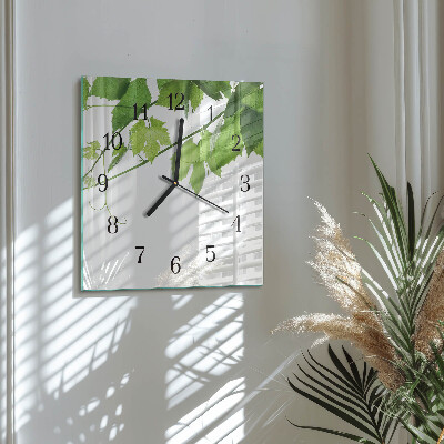 Orologio quadrato in vetro Foglie