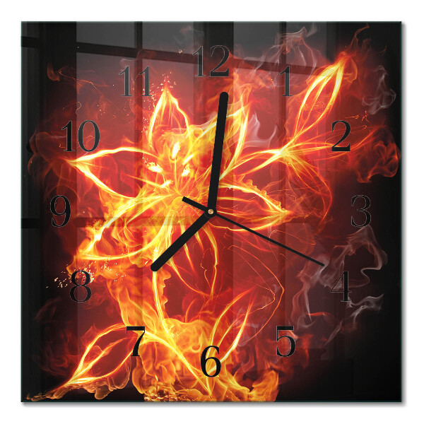Orologio quadrato in vetro Fiore di fuoco