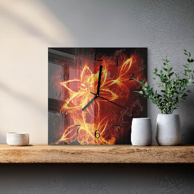 Orologio quadrato in vetro Fiore di fuoco