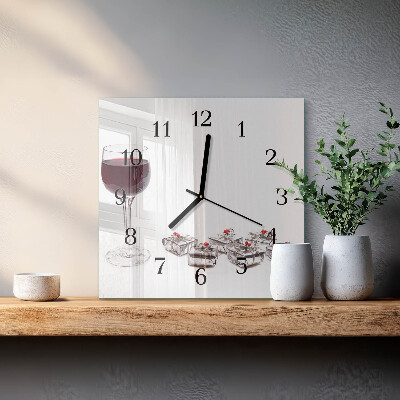 Quadrato orologio da parete Un bicchiere di vino