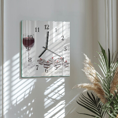 Quadrato orologio da parete Un bicchiere di vino