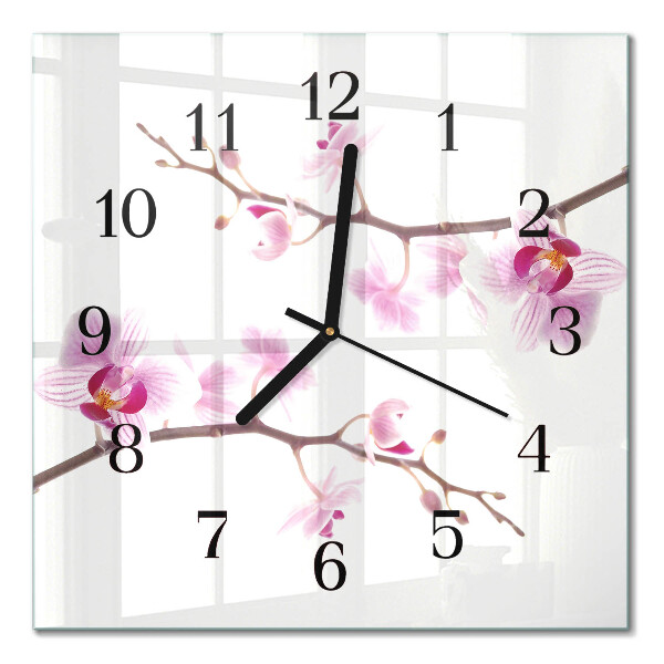 Orologio quadrato in vetro Orchidea