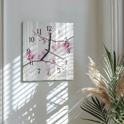 Orologio quadrato in vetro Orchidea
