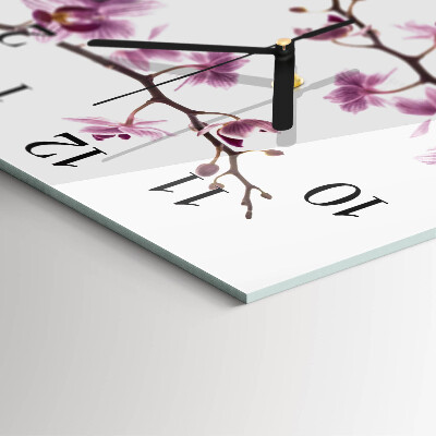 Orologio quadrato in vetro Orchidea