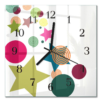 Quadrato orologio in vetro decorativo Stelle