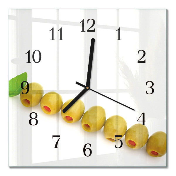 Quadrato orologio in vetro decorativo Olive