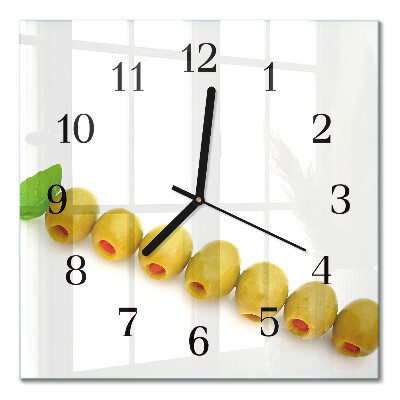 Quadrato orologio in vetro decorativo Olive