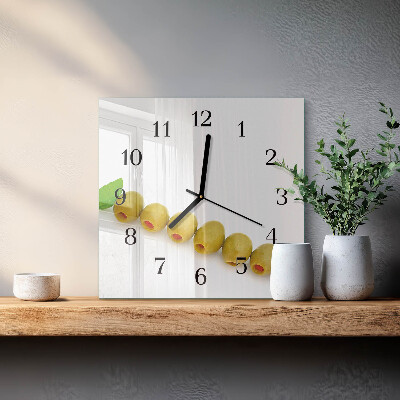 Quadrato orologio in vetro decorativo Olive