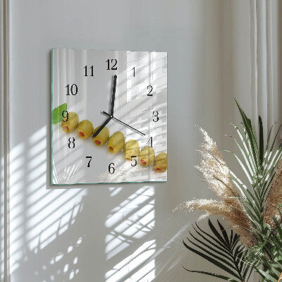 Quadrato orologio in vetro decorativo Olive