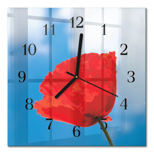 Quadrato orologio da parete Papavero