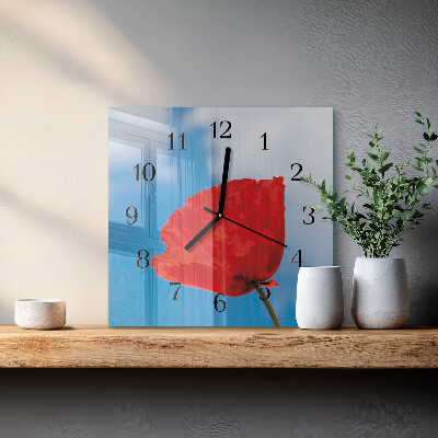 Quadrato orologio da parete Papavero