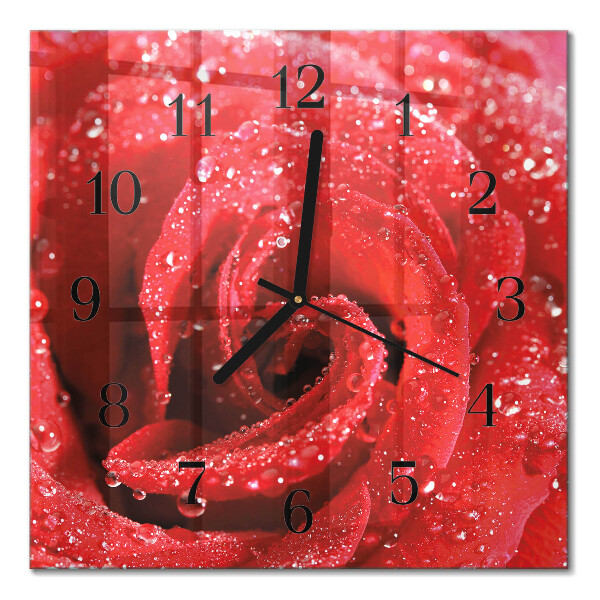 Quadrato orologio in vetro decorativo Rosa