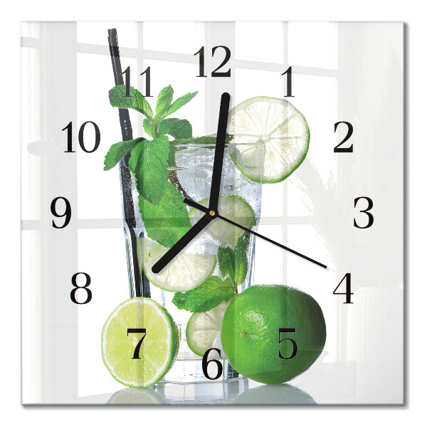 Quadrato orologio in vetro decorativo Lime e menta