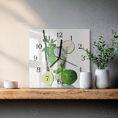 Quadrato orologio in vetro decorativo Lime e menta
