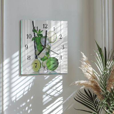 Quadrato orologio in vetro decorativo Lime e menta