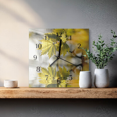 Quadrato orologio da parete Foglia d'acero