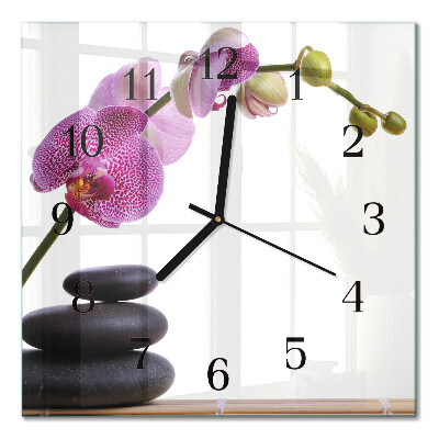 Quadrato orologio in vetro decorativo Orchidea